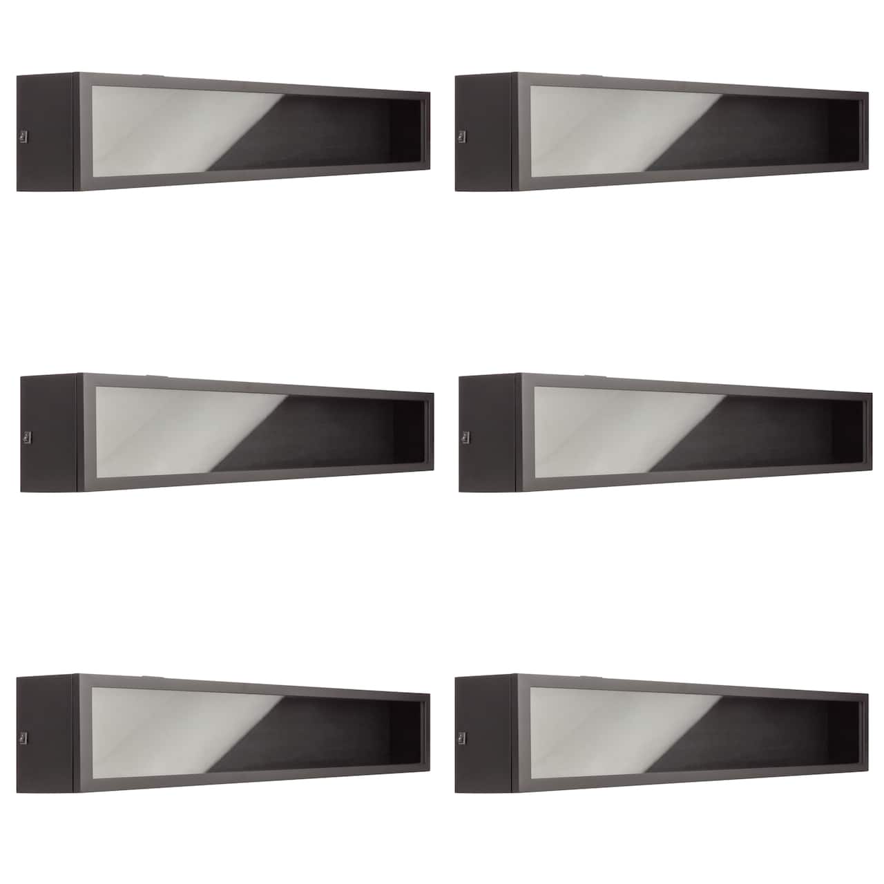 6 Pack: Black Front Loading 28" x 5.8" LED Display Case with Glass Frame by Studio Décor®
